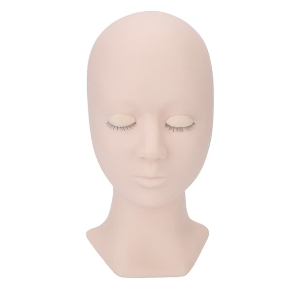 [RM]Silicone Makeup Massage Acupuncture Practice Head Model with Replaceable Eyelashes and Eyes Pink Eyelid