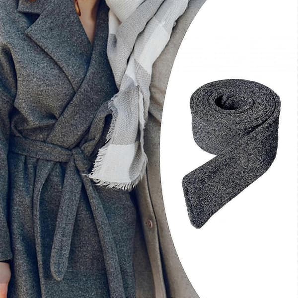 Mångsidigt kappbälte för kvinnor - brett midjebälte i ull dark gray 180cmx5cm
