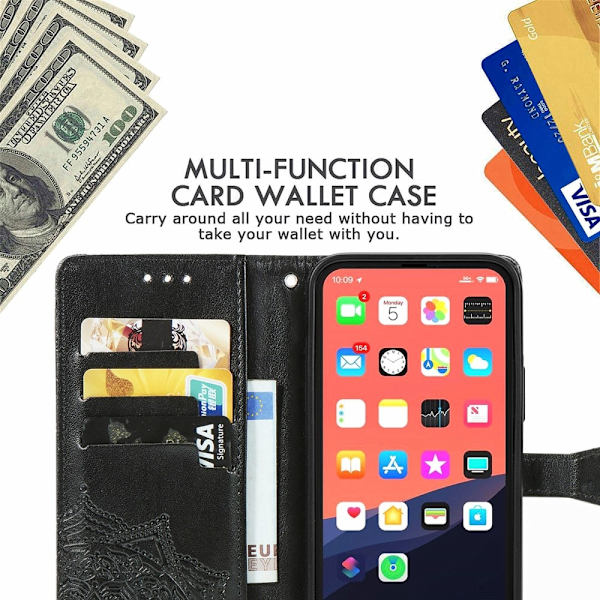 [RM]iPhone 13 - Mandala Leather Case - Black 30
