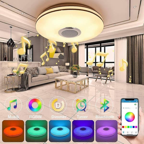[RM]36W RGB LED Ceiling Light Bluetooth Speaker Music Lamp Dimmable with APP Remote Control
