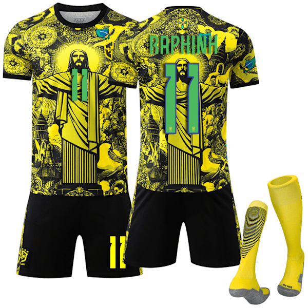 2025-2026 Brasilien Kortärmad Fotbollströja Barn Vuxen Med Strumpor No.11 Raphinha No.11 Raphinha No.11 Raphinha 22