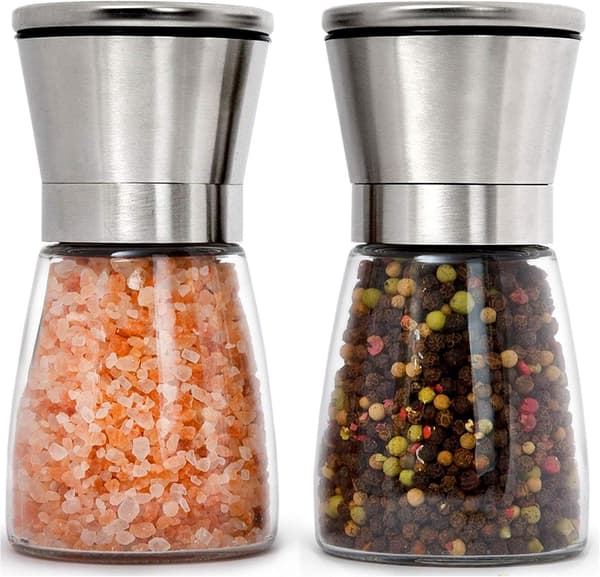 [RM] Salt- og pepperkverner i rustfritt stål, påfyllbare sett - kort