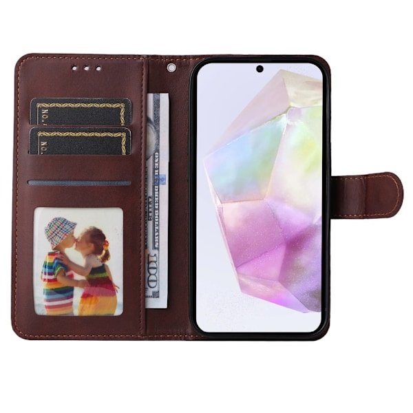 SKALO Samsung A56 5G PU Läder Plånboksfodral - Fler Färger Brown Brun