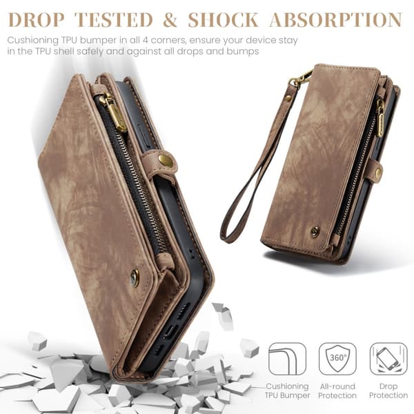 [RM]CaseMe Multi-Slot 2-i-1 Plånboksfodral iPhone 16 Pro Brun