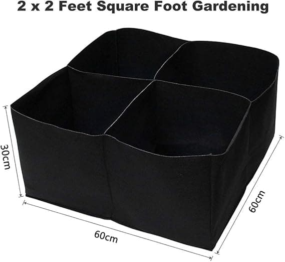 1pc Black 4-Compartment Durable Square Planting Bag, Divided