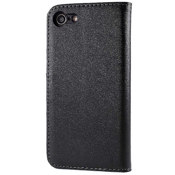 Stativfunktion Äkta Läder Plånboksfodral med Säker Magnetisk Stängning för iPhone 8/7/SE (2020) Black Black