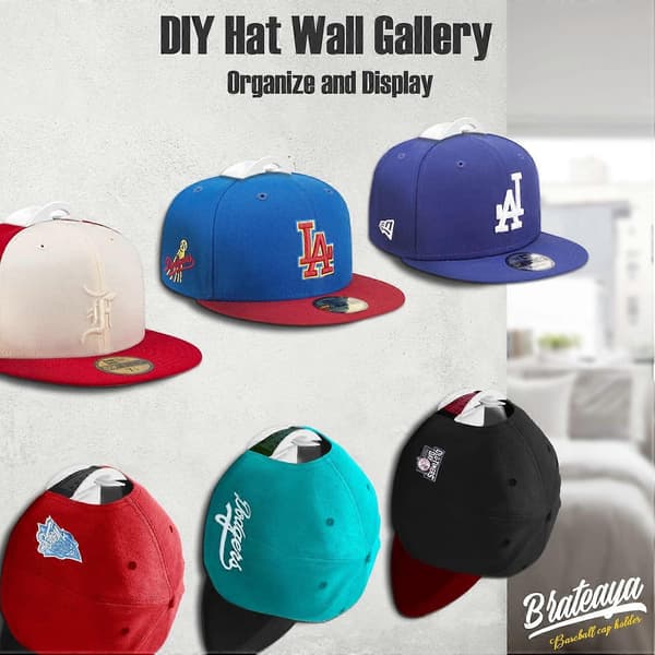 [RM]Baseball Cap Wall Hanger, Self-Adhesive Hat Rack Wall Mount, No-Drill Hat Organizer, White, 10-Pack