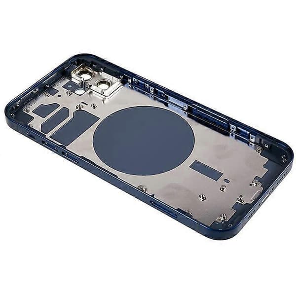 Kompatibel for iPhone 12 6.1 tommer Bak Batteri Hus Deksel+Midtre Plate Ramme+Sideknapper Erstatning, EU Versjon (med CE Logo Blue