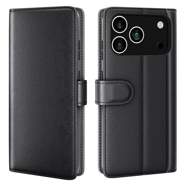[RM]iPhone 17 Pro Max Case Premium Genuine Leather Black 89