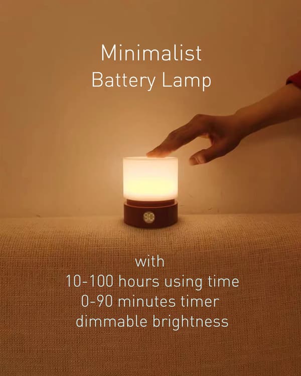 [RM]Night Light with Timer, Small Bedside Lamp, LED Children's Night Light, White, Dimmable, Battery, Rechargeable [Energy Class G]