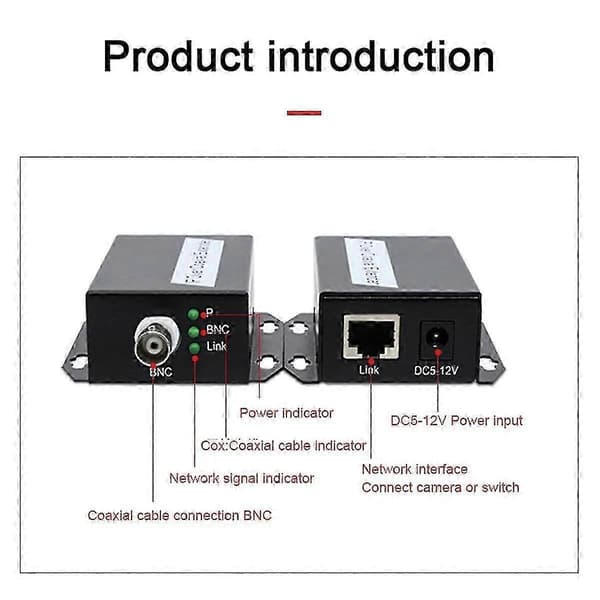 IP til Coax Extender 500M Ethernet Converter Kompatibel med CCTV-overføring Black