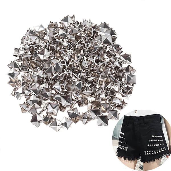 [RM] 200 pcs Punk Clothing Square Studs Pyramid Studs Leather Studs Nail Studs Clothing (LGL) Silver