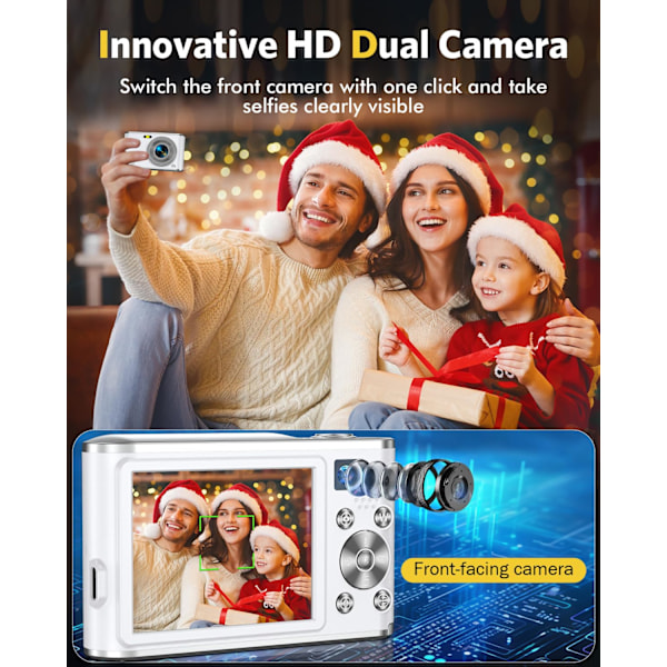 INF Digitaalikamera 4K 48MP 16x Zoom Web-kamera 32GB muistikortilla Silver