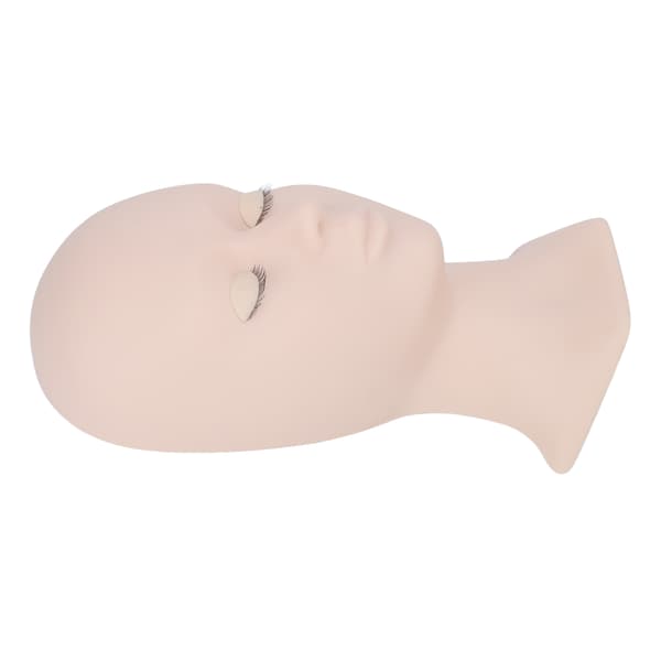 [RM]Silicone Makeup Massage Acupuncture Practice Head Model with Replaceable Eyelashes and Eyes Pink Eyelid