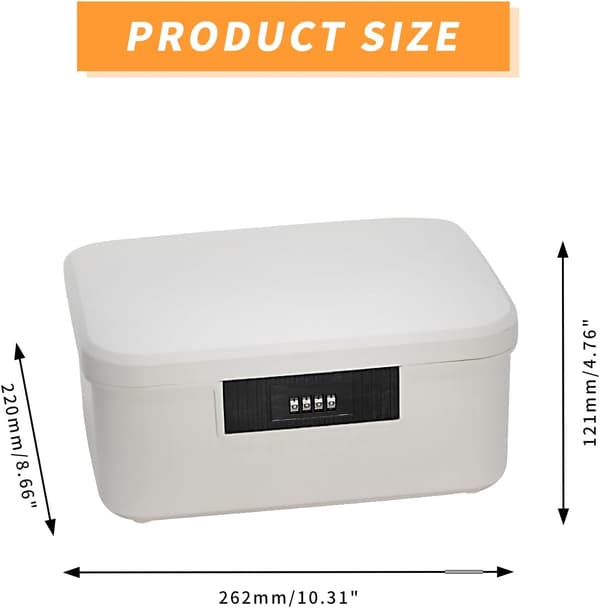[RM]Lockable Storage Box, 2.3 Gallon Storage Box with Combination Lock, Heavy Duty Plastic Box, Useful as Item Organizer White)