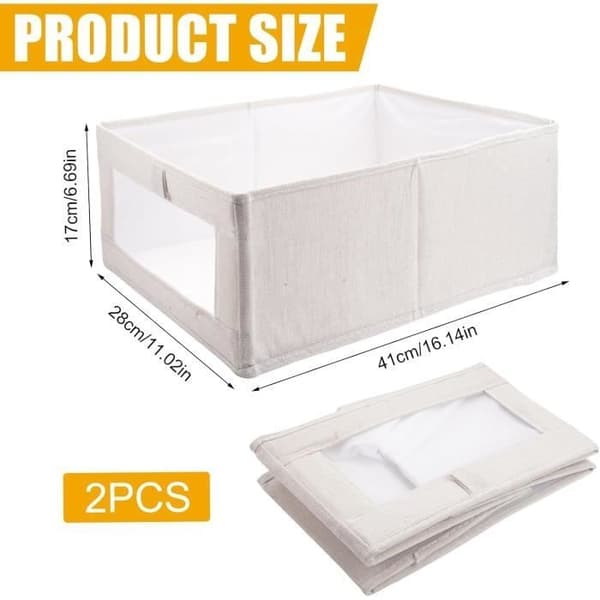 [RM]2 Pcs Fabric Storage Box, Foldable Storage Box, Clothes Storage Wardrobe, Dressing Room Organizer, Wardrobe Storage