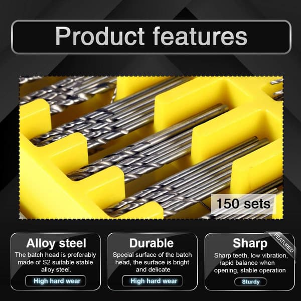 [RM]Mini Drill Bit Set, 150 pcs 0.4mm-3.2 HSS Micro Precision, ZQKLA