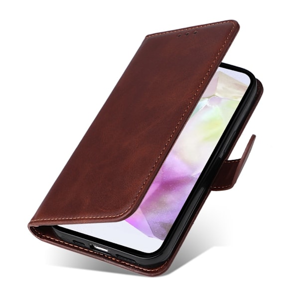 SKALO Samsung A56 5G PU Läder Plånboksfodral - Fler Färger Brown Brun