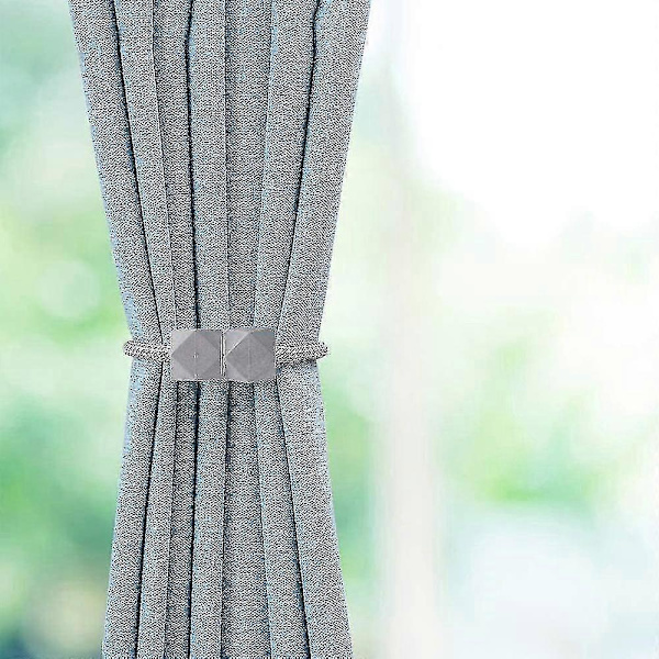 [RM](Grey) 2 Pcs Magnetic Curtain Tiebacks, Flexible Drape Tiebacks, Decorative Drape Tieback Holders For Window Drapes, No Tools Required