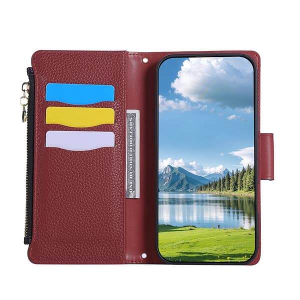 [RM]Wallet Case for Samsung Galaxy S26 Artificial Leather with Wrist Strap - Black