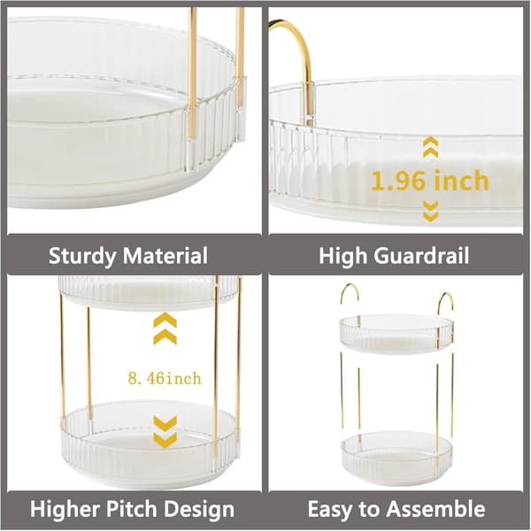 [RM] Makeup Organizer - 2 or 3 Drawers Makeup Storage 360° Rotating Makeup Stand Organizer Makeup Tools White white 2 våningar