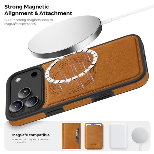[RM]Mobildeksel til iPhone 17 Pro Max MagSafe med kortholder - Grå Grå 149