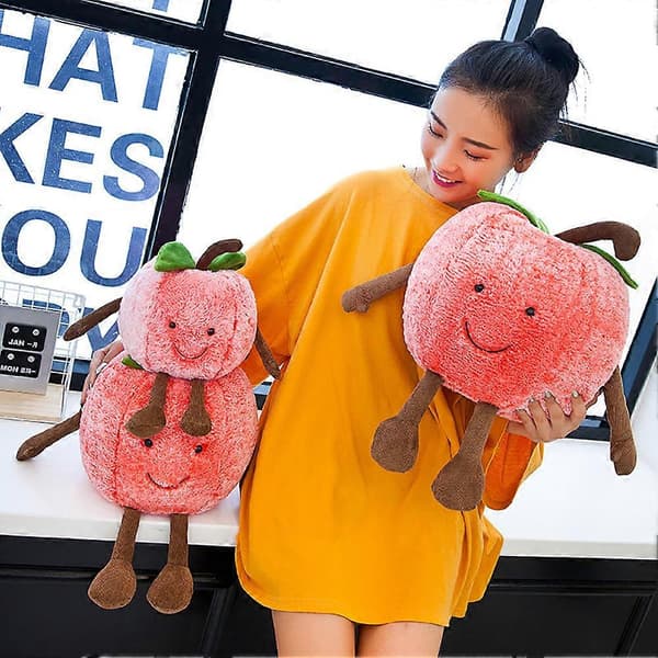 [RM]Funny Plush Smiling Cherry Watermelon Fruit Stuffed Doll Home Bed Sofa Decor Gifts（S, Cherry）