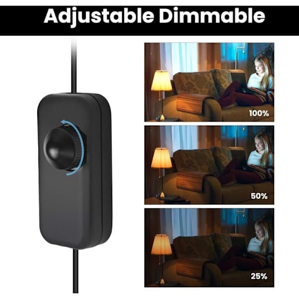 [RM] Dimmable Dimmer Switch 1W-150W LED Dimmable Bulbs On/Off AC220-240V Inline/Intermediate 1W Silent (Wire Loop with Rotary Control)