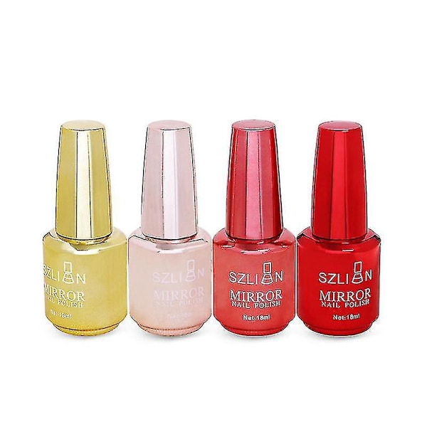 Metallic Mirror Effect Nagellack Set - Lila, Roséguld, Silverkrom - Nagelkonst Lack Kit för Manikyr Dekoration