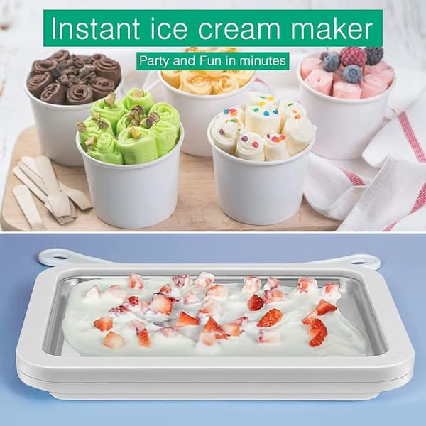 [RM]Direct Ice Cream Maker Ice Roll Plate Rolled Ice Cream Machine with 2 Spatulas Rolled Ice Plate for Making Ice Cream Gelato Fruit Milkshake