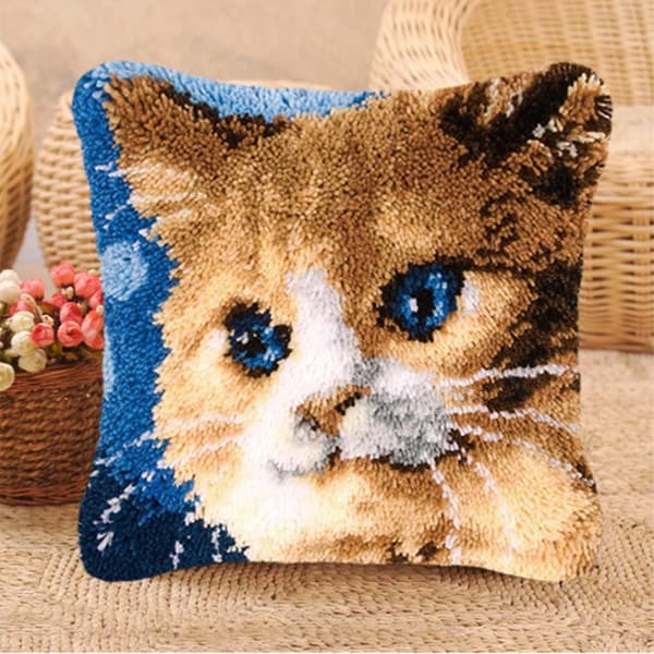 [RM]40cm × 40cm, Katte Latch Hook Komplet Sæt Pudebetræk, Pudebetræk