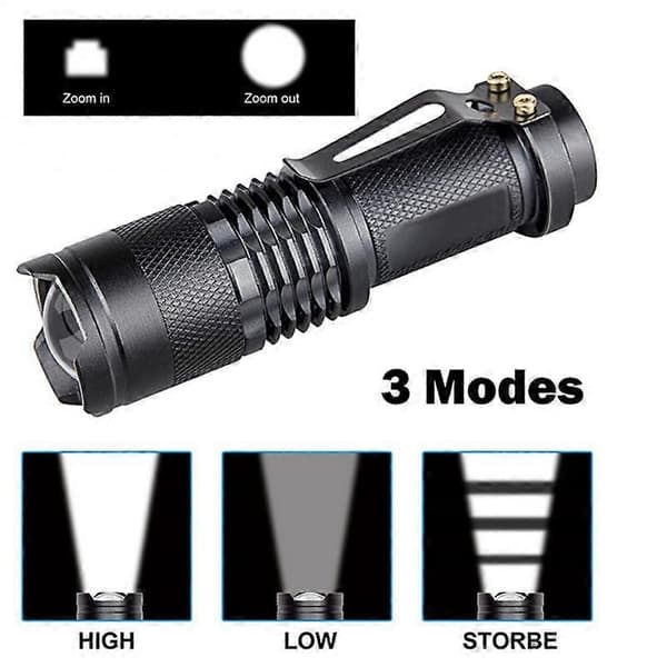 [RM]LED Mini Flashlight Telescopic Zoom 3 Modes Portable Hook and Loop Flashlight Outdoor Non-slip Waterproof Hiking Camping Flashlight