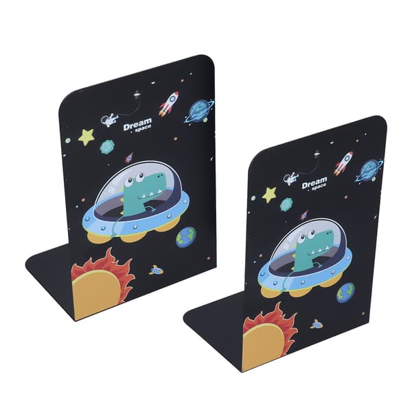 [RM] 2-pack Iron Bookends with Strong Load Capacity, Rust-Resistant Metal Bookends, Desktop Book Holders, Black