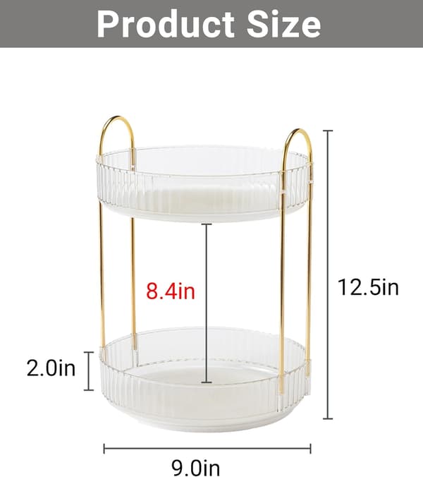 [RM] Makeup Organizer - 2 or 3 Drawers Makeup Storage 360° Rotating Makeup Stand Organizer Makeup Tools White white 2 våningar