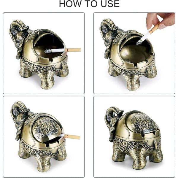 [RM] Askkopp, Askkopp med lock, vindtät elefant (brons)