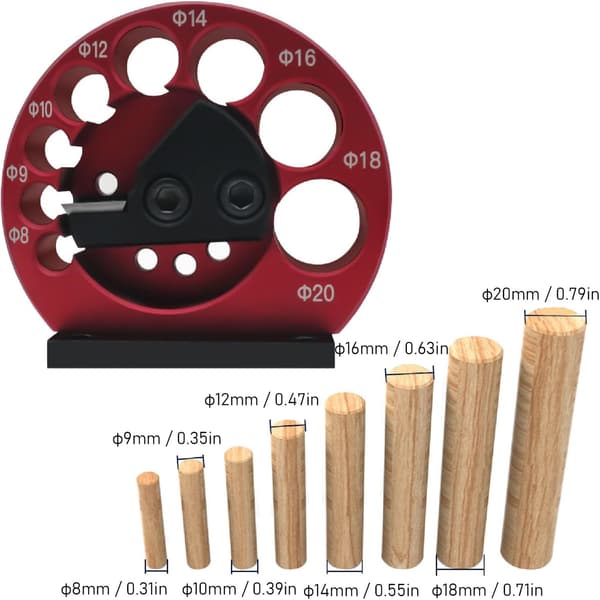 [RM] Dowel Maker Kit, 8mm to 20mm Adjustable Dowel Cutter Dowel Plate with Circular Blade