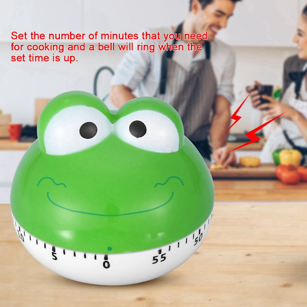 [RM]Green Frog Kitchen Timer Cute Manual Animal Shape Cooking Timer for Accurate Timing