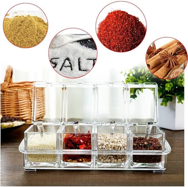 [RM]Spice Jar with 4 Spoons, Lid and Spoon, 4-pack
