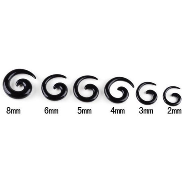 Udvidelsessæt (spiraler) fra 2-8mm, 6 stk. sort black
