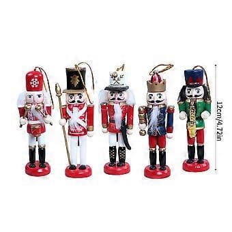 [RM]Christmas Nutcracker Ornament Set Wooden Nutcracker Hanging Decorations for Christmas Tree Figurines Doll Gift