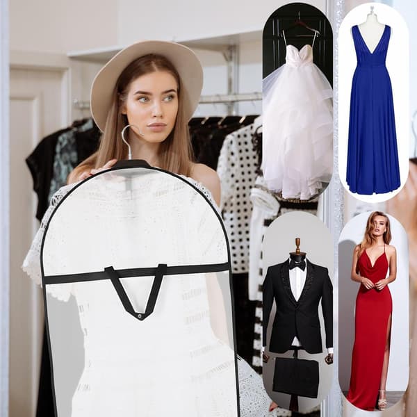 [RM] Foldable Protective Covers 180 * 60 cm, Breathable Dustproof Garment Covers for Long Evening Dresses Wedding Suits (White)