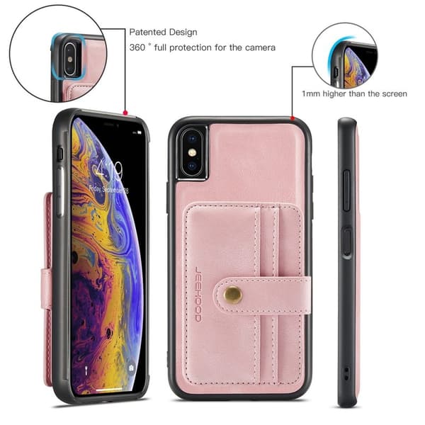 [RM]JEEHOOD Phone Case for iPhone XS Max Shockproof Wallet Pink