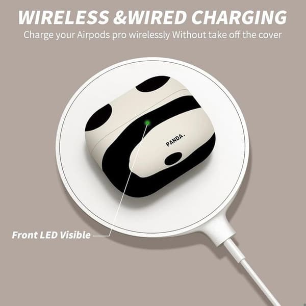 [RM]AirPods 3 Case - Soft Silicone Protection - Shockproof - Scratch-Resistant - Strap - Panda Vit, Svart