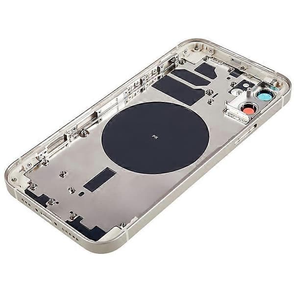 Kompatibel for iPhone 12 6.1 tommer Bak Batteri Hus Deksel+Midtre Plate Ramme+Sideknapper Erstatning, EU Versjon (med CE Logo White
