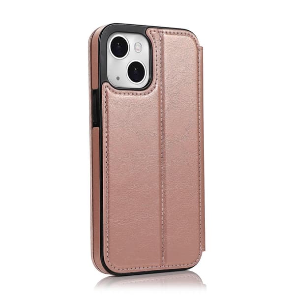 [RM] Compatible with iPhone 13 Mini Case Leather Wallet Flip Phone Case - Perfect Pink