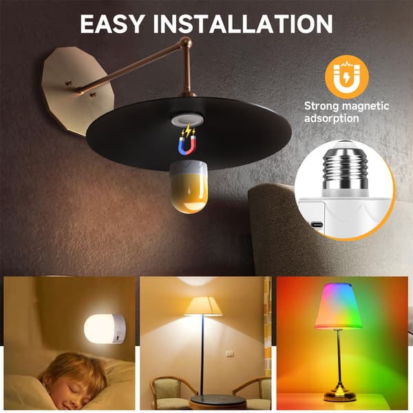 [RM]USB Rechargeable LED Lamp with Remote Control CCT+RGB+1800K Color Changing, Dimmable, Wireless Night Light
