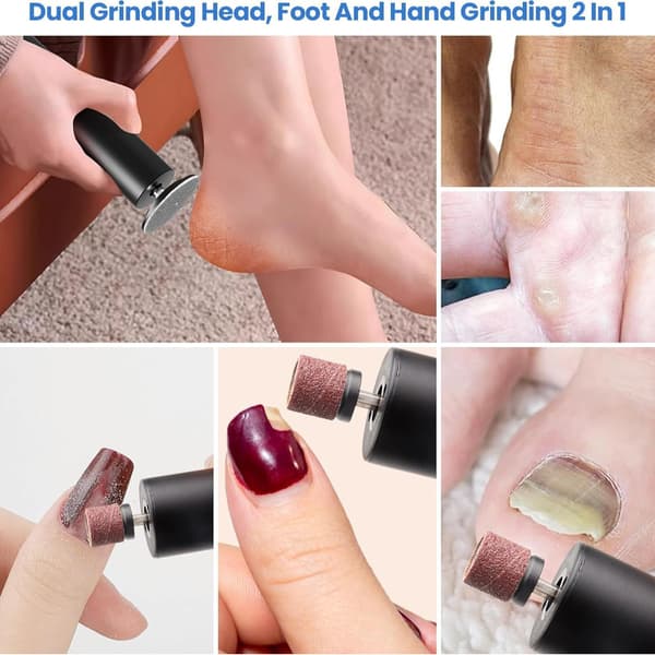 [RM]Electric Callus Remover with File and Nail Drill, Silver
