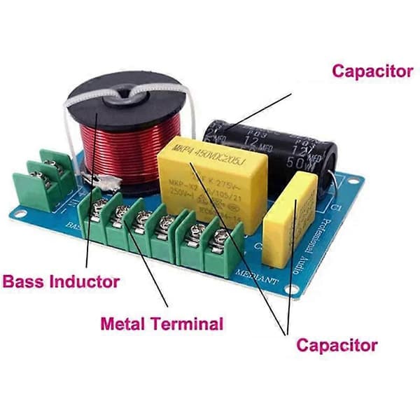 [RM]2 pcs 200W 3-Way Audio Hifi Filter Circuit Board Stereo Speaker Crossover Treble/Bass 3 Unit Frequency Divider