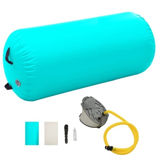 vidaXL Uppblåsbar Gymnastikrulle med Pump 120x75 cm PVC Grön Grön 5500