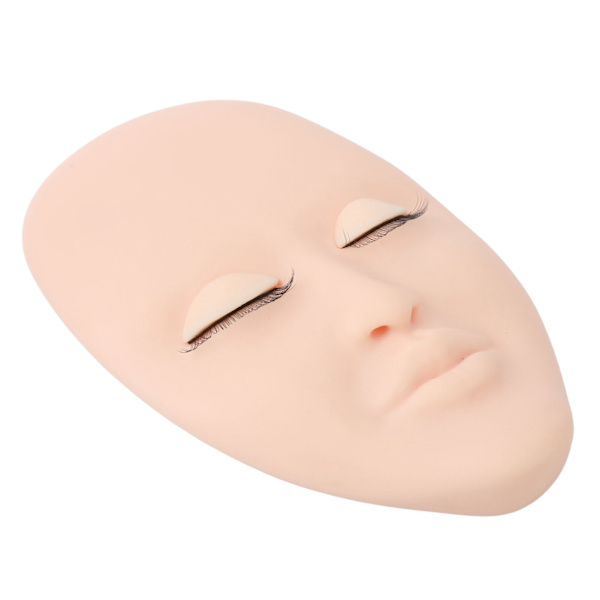 [RM] Eyelash Mannequin Eyelash Extension Practice Mannequin Head with 3 Pairs Replaceable Eyelids Single Layer Lashes Pink